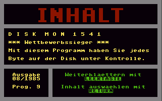 Screen Shot of 08/1985 edition of INPUT 64